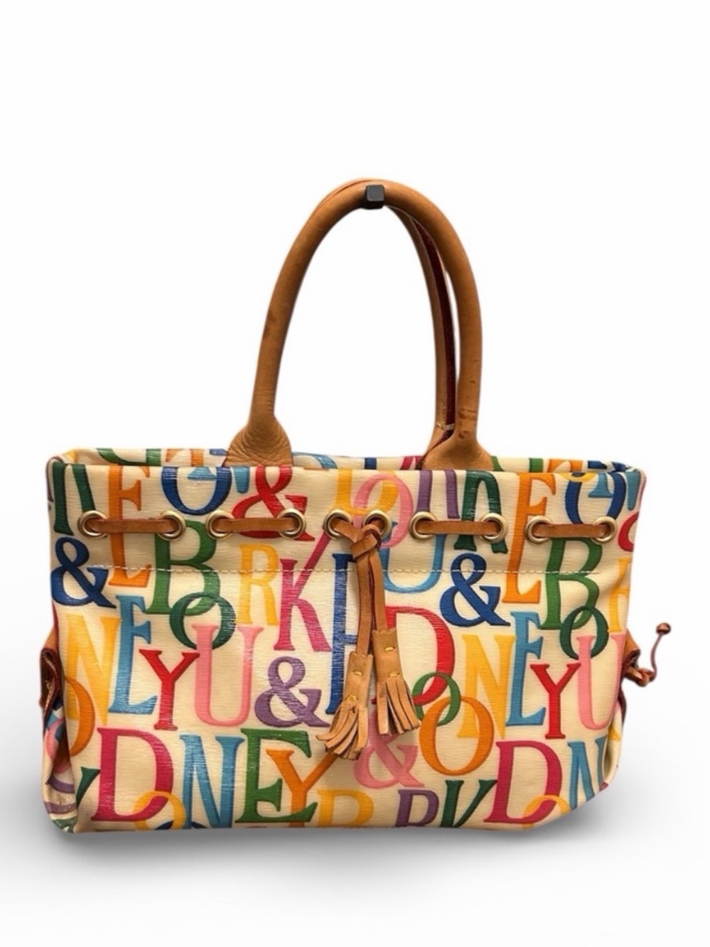 Dooney & Bourke Vintage USA Retro Grafica Rainbow Logo Monogram Satchel